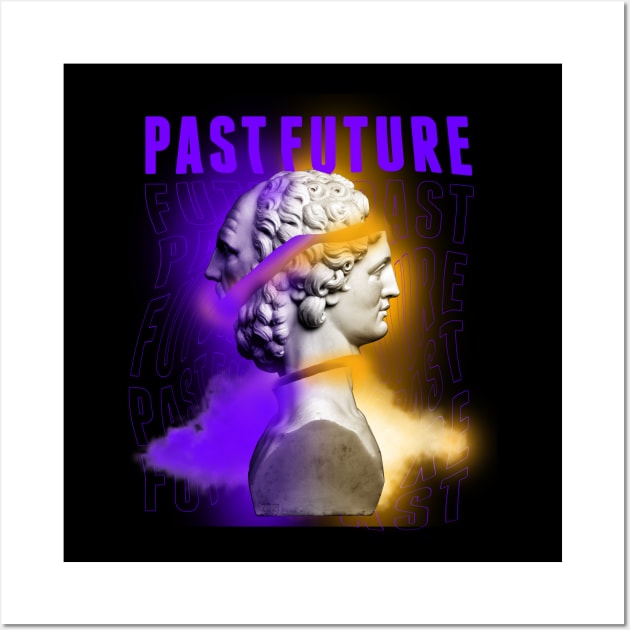 Janus Mythology Vaporwave Purple and Orange Wall Art by gastaocared